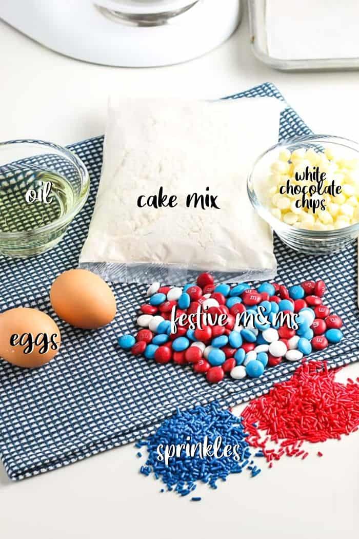 labeled ingredients for cake batter cookies