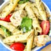 chicken pesto pasta salad recipe card