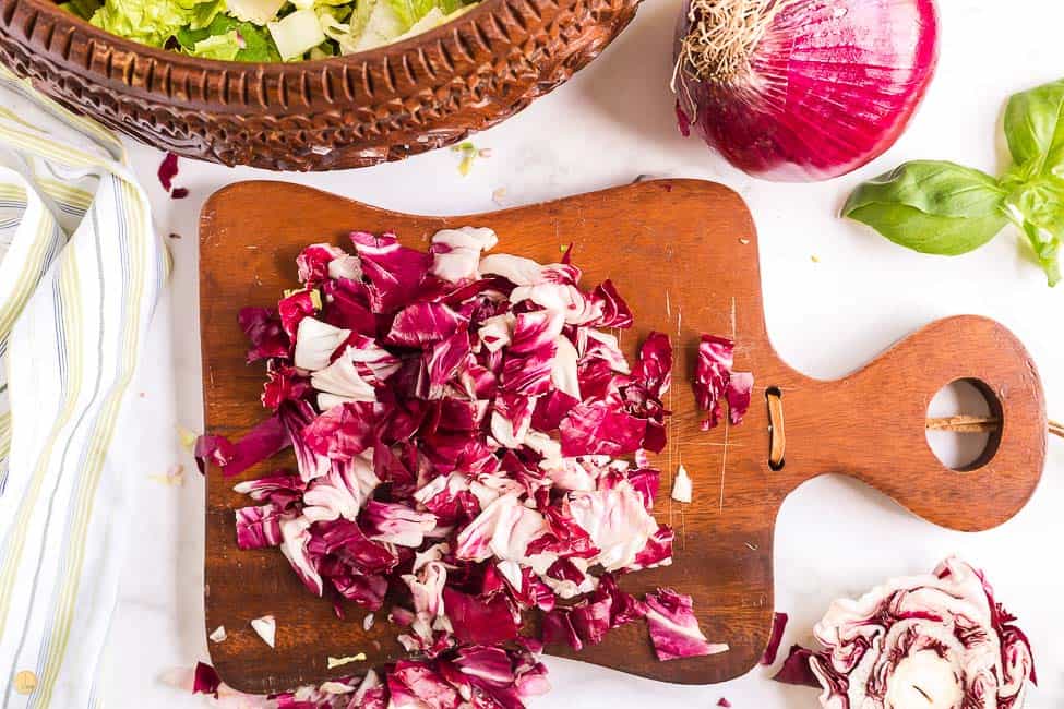 chopped radicchio on a cutting board