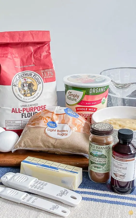 picture of ingredients for banana bread with brown sugar