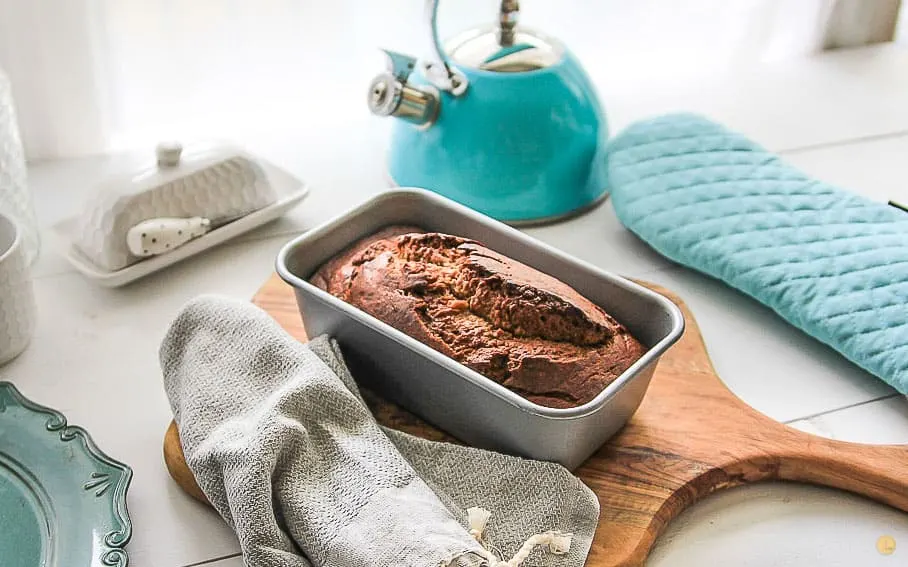 picture of loaf pan with bread in it