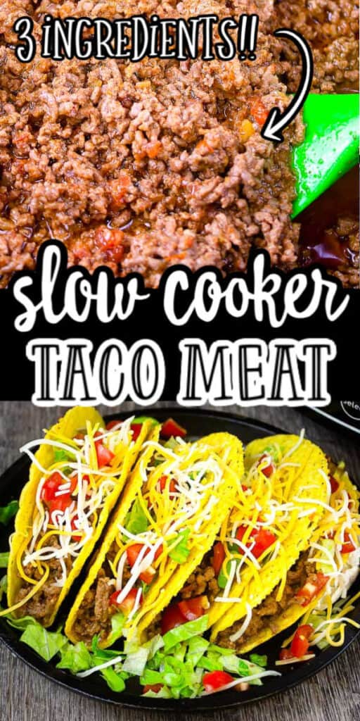 pinterest image for crockpot taco meat with text "slow cooker taco meat"