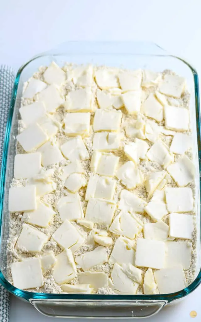 butter slices on cake mix