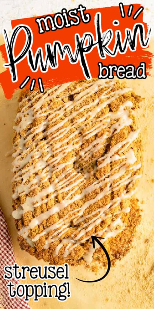 pinterest image of pumpkin bread with text "moist pumpkin bread"