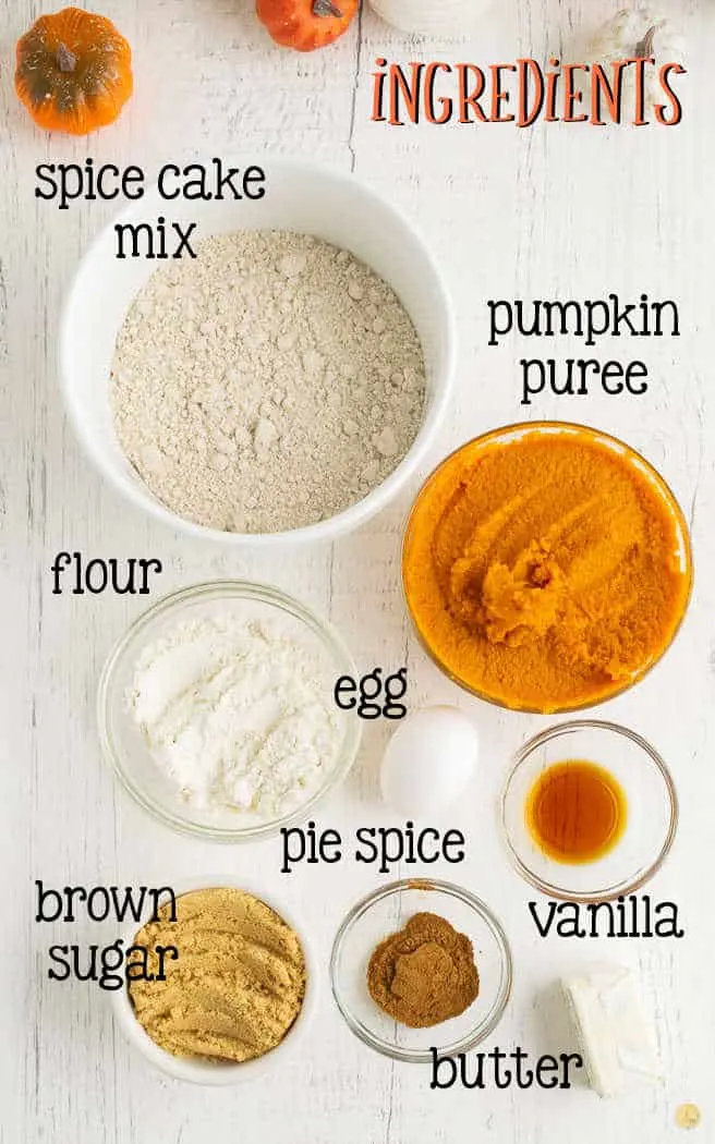 labeled picture of pumpkin bread ingredients