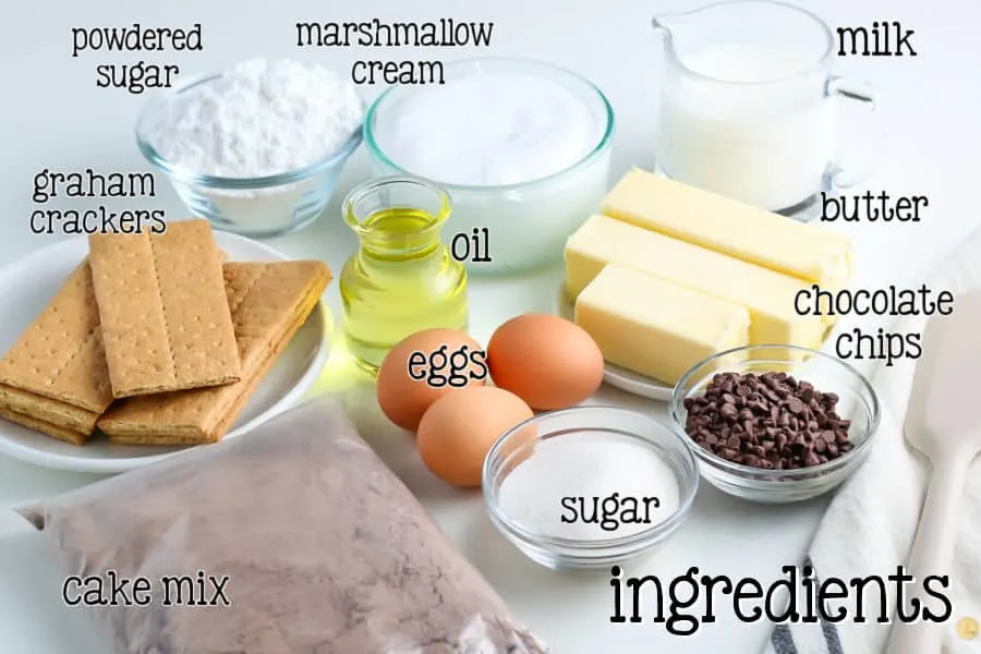labeled picture of ingredients for cupcakes