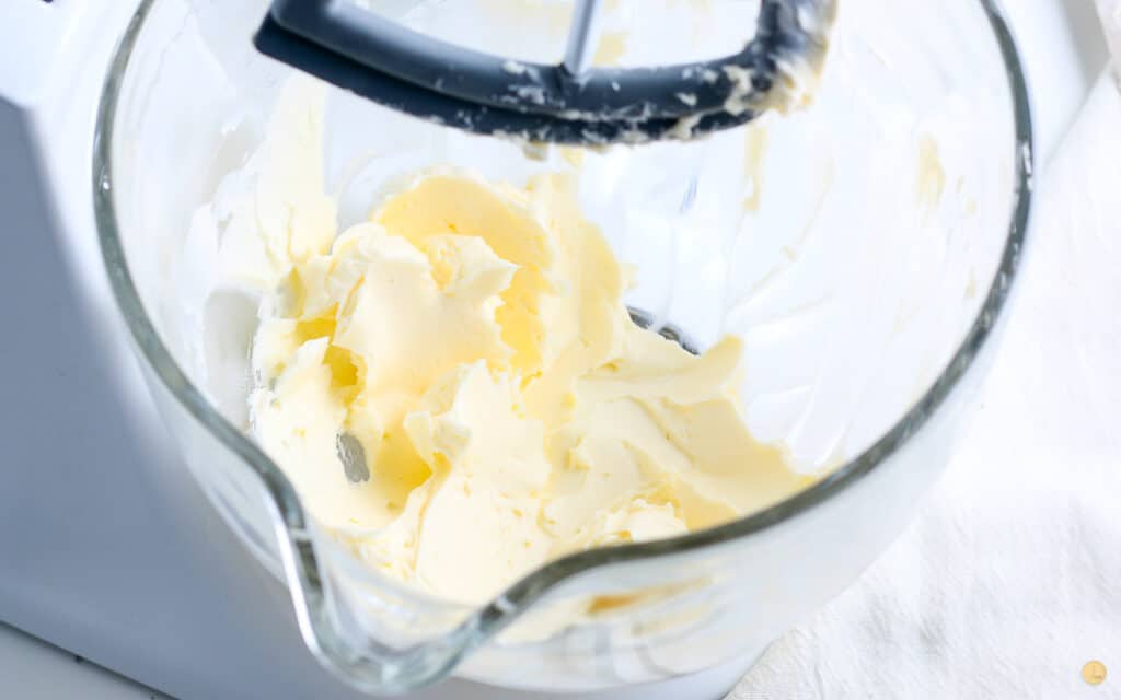 whipped butter in a clear bowl