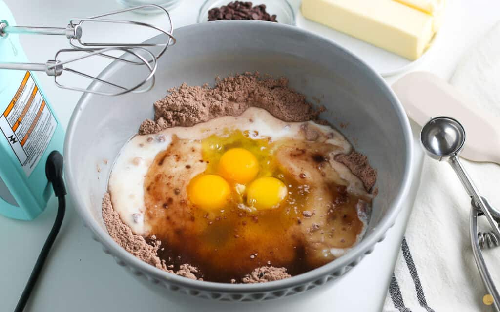 cupcake batter ingredients in a bowl