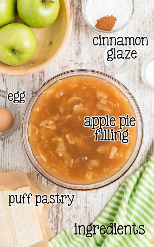 labeled picture of apple turnover ingredients