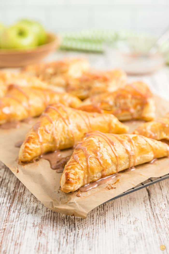 glazed turnovers on parchment paper