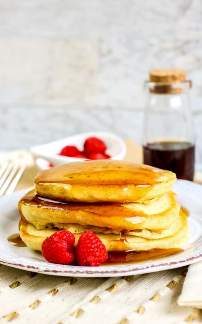 stack of pancakes with syrup