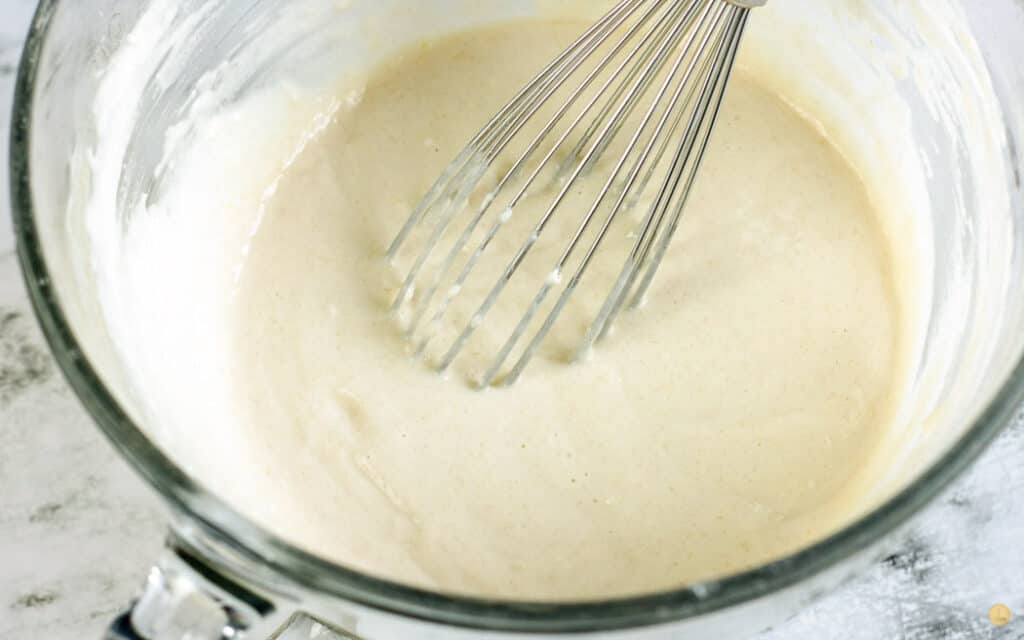 pancake batter in a mixing bowl