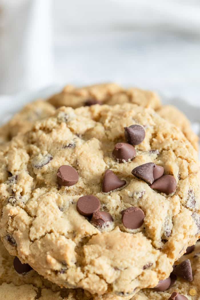 close up of chocolate chip cookie