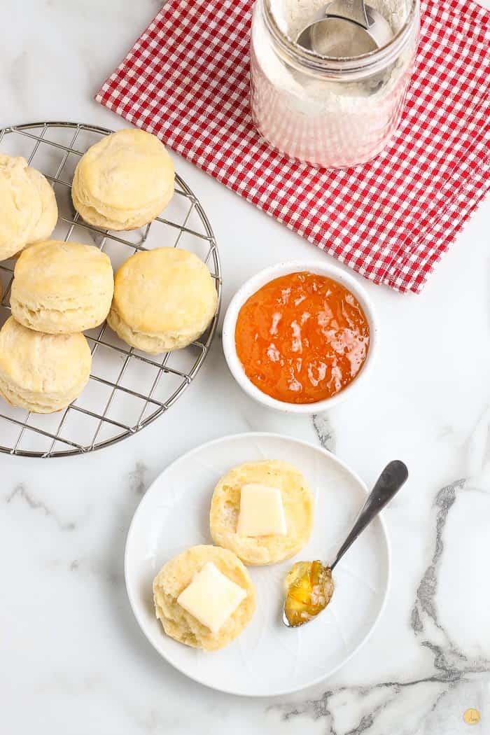 biscuits and jam on a plate