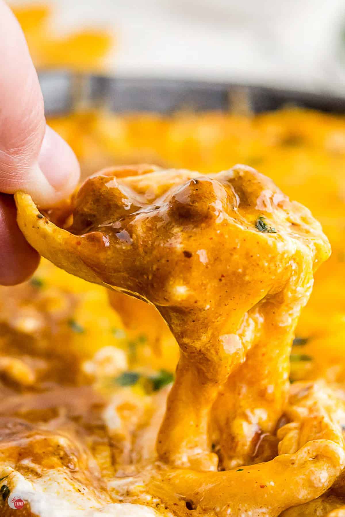 scoop of frito pie dip