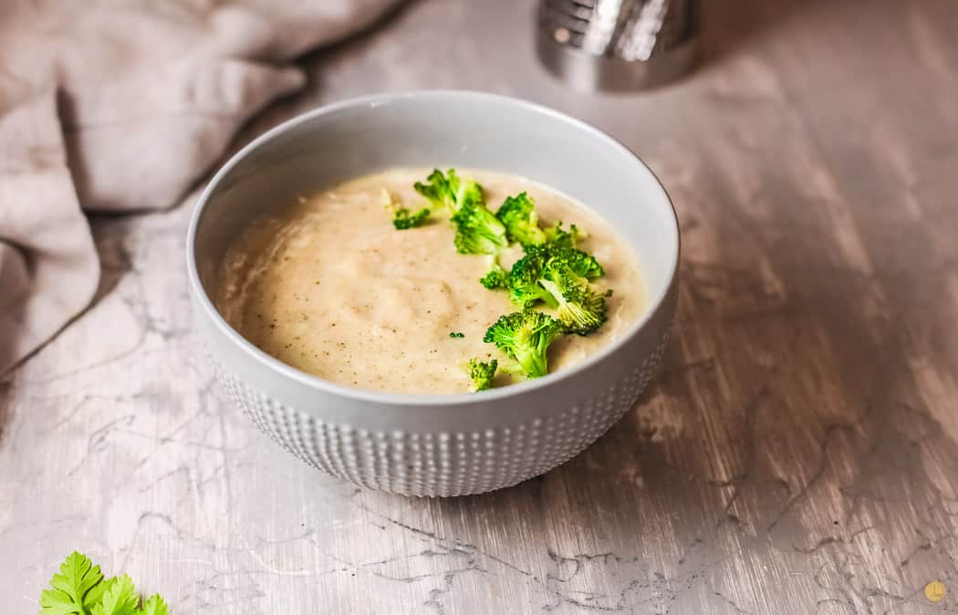 grey bowl of soup
