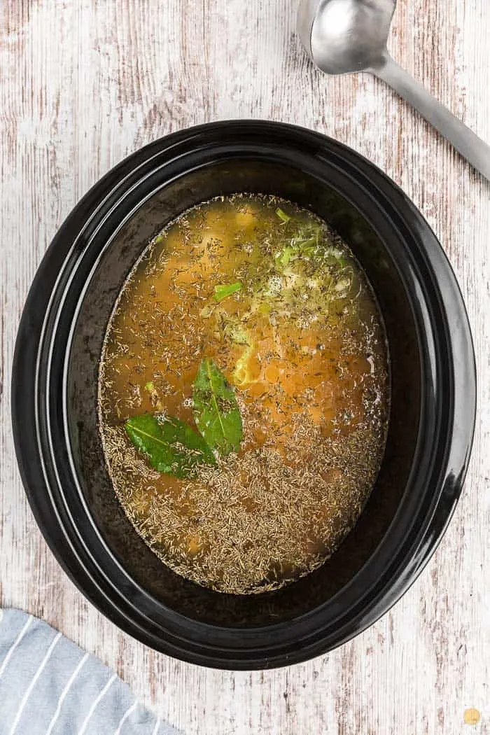 soup ingredients in a crockpot