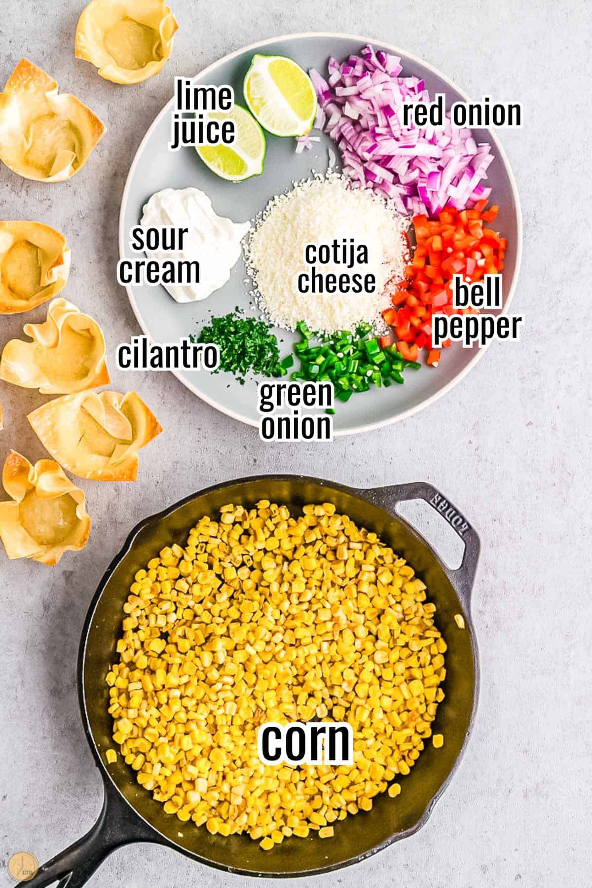 ingredients for a salad in individual bowls