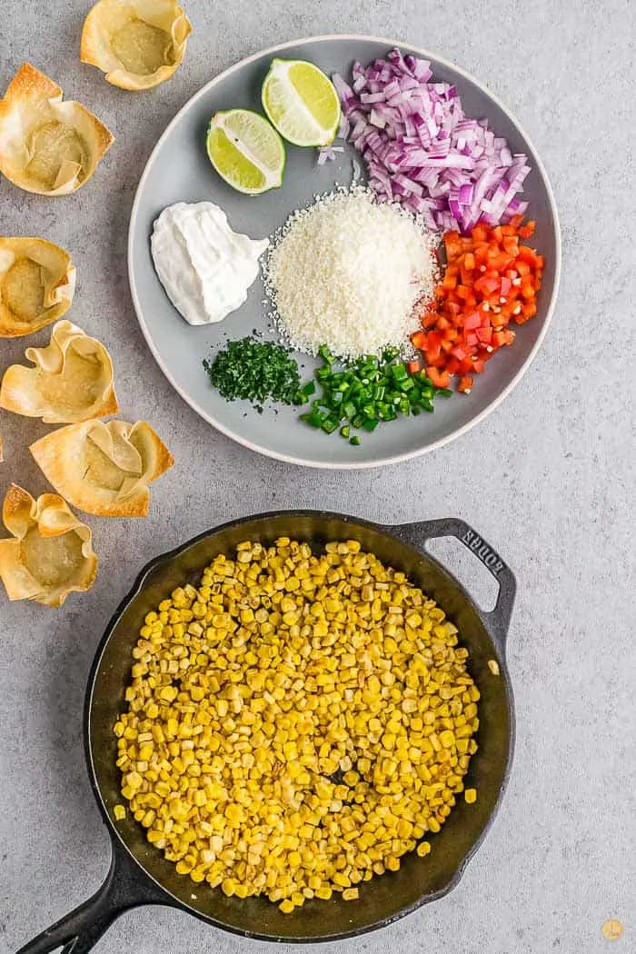 skillet with corn