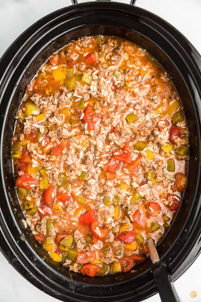 Slow Cooker Stuffed Bell Pepper Soup - Leftovers Then Breakfast