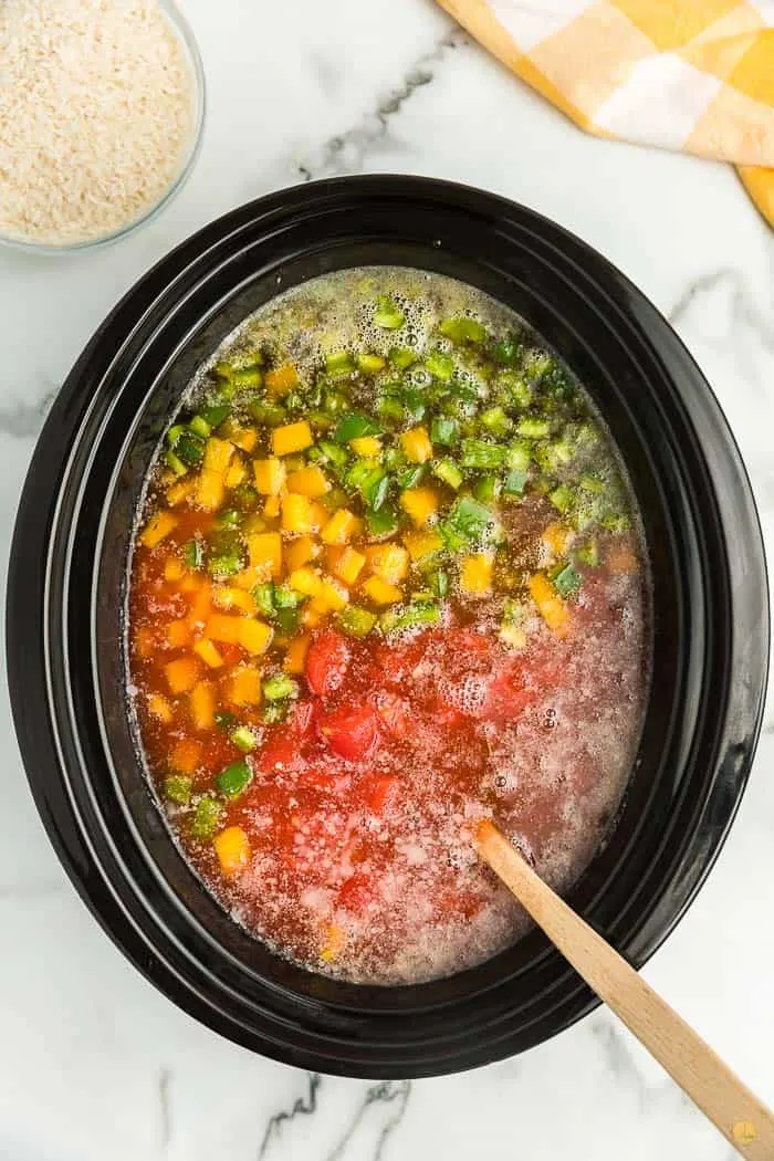 soup in a crock pot bowl