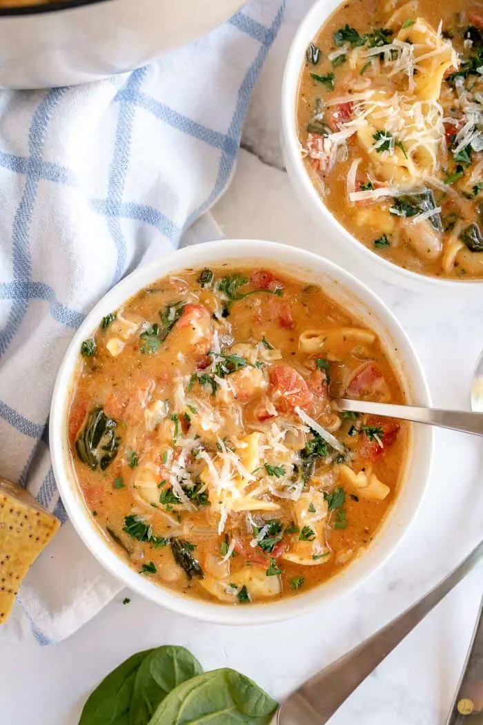 soup in a white bowl with spoon