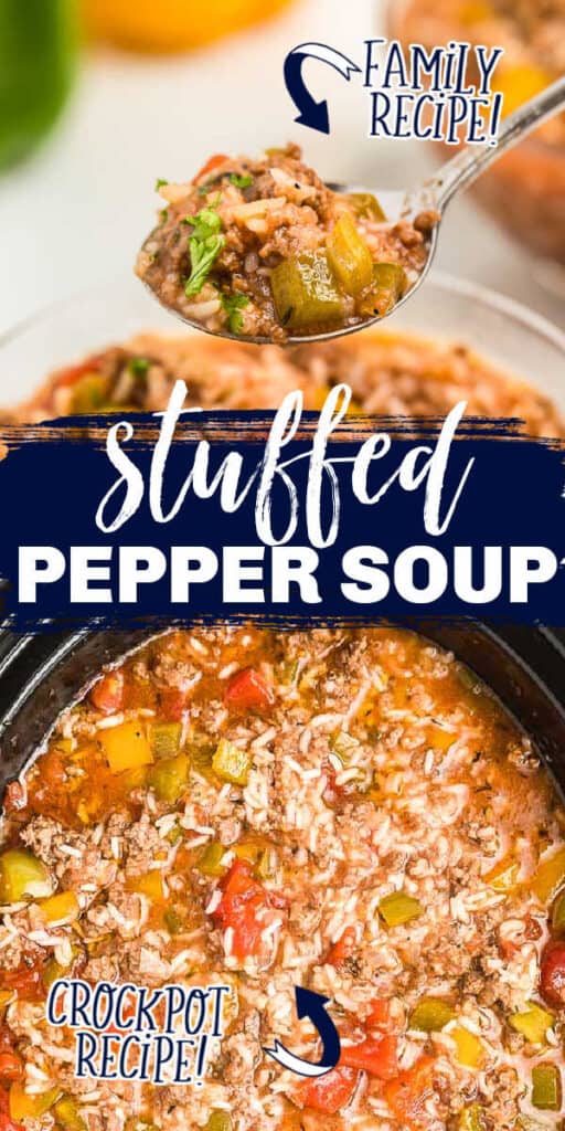 Slow Cooker Stuffed Bell Pepper Soup - Leftovers Then Breakfast