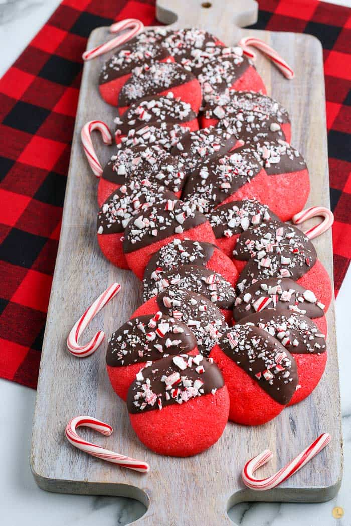 red cookies on a board