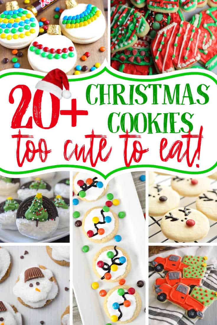 collage with text "20+ Christmas Cookies too cute to eat!"