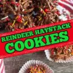 collage with text "reindeer haystack cookies"
