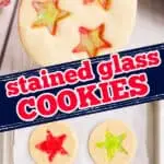 collage of cookies with text "stained glass cookies"
