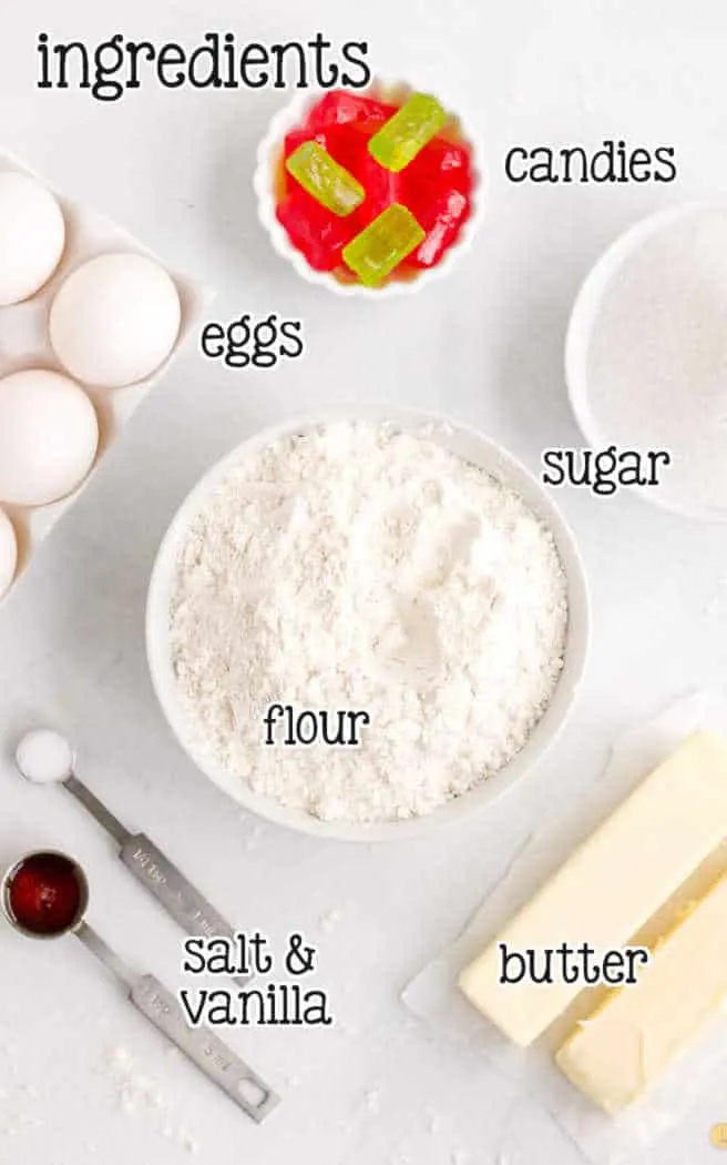 labeled picture of cookie ingredients