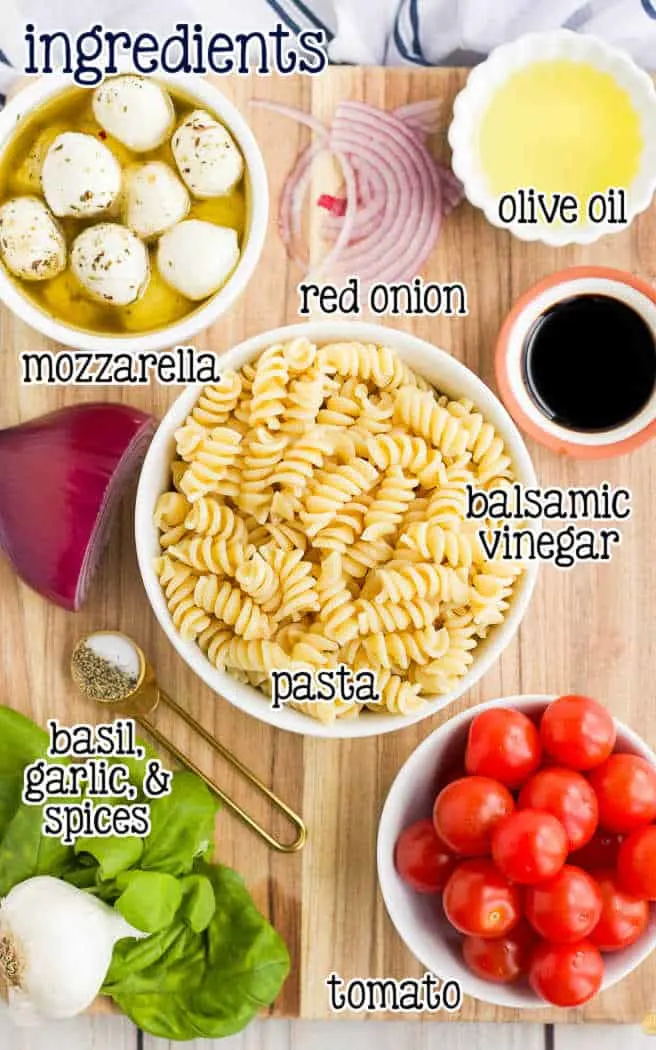 labeled picture of pasta salad ingredients