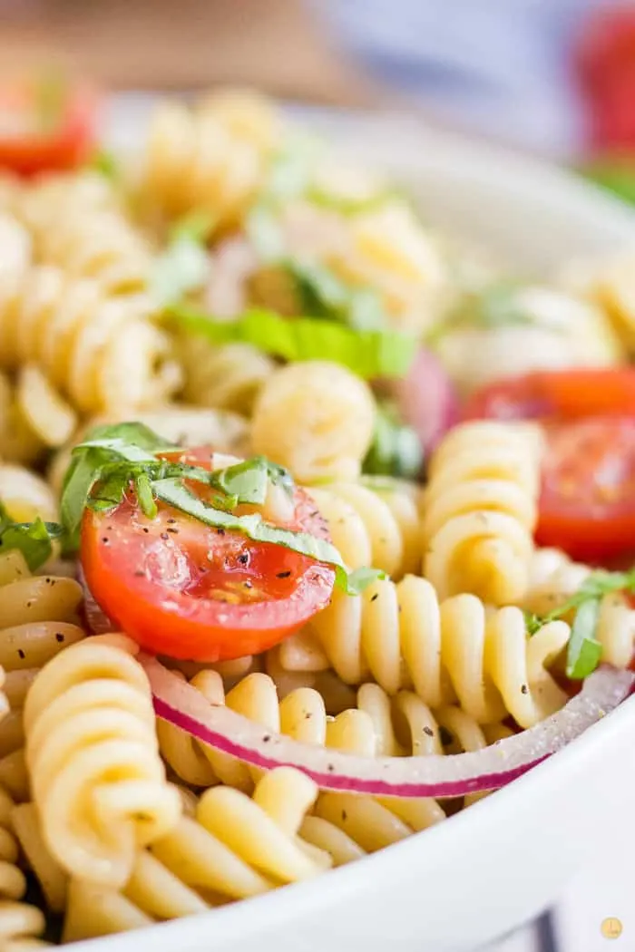 close up of pasta salad