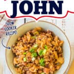 peas and rice with text "hoppin john"