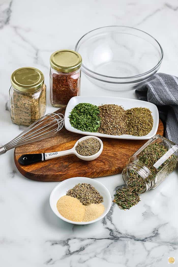 spices for seasoning mix on a platter