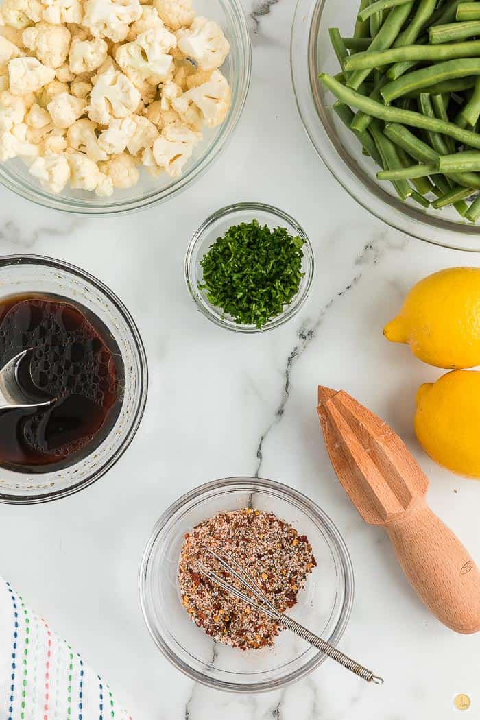 bowls of sauces and spices