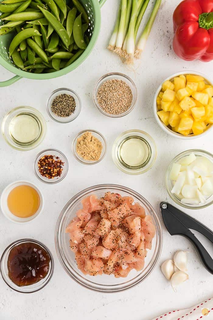 ingredients in individual bowls