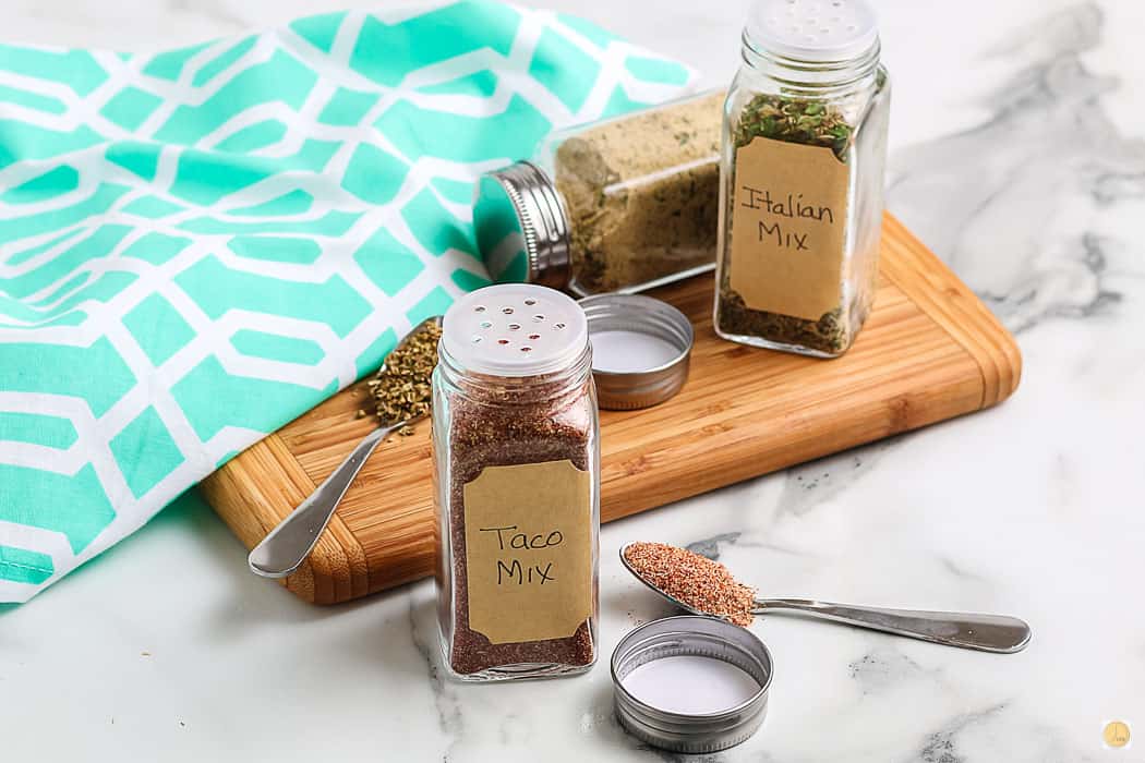 horizontal view of taco spice jar