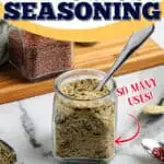 jar of seasoning with text "so many uses"