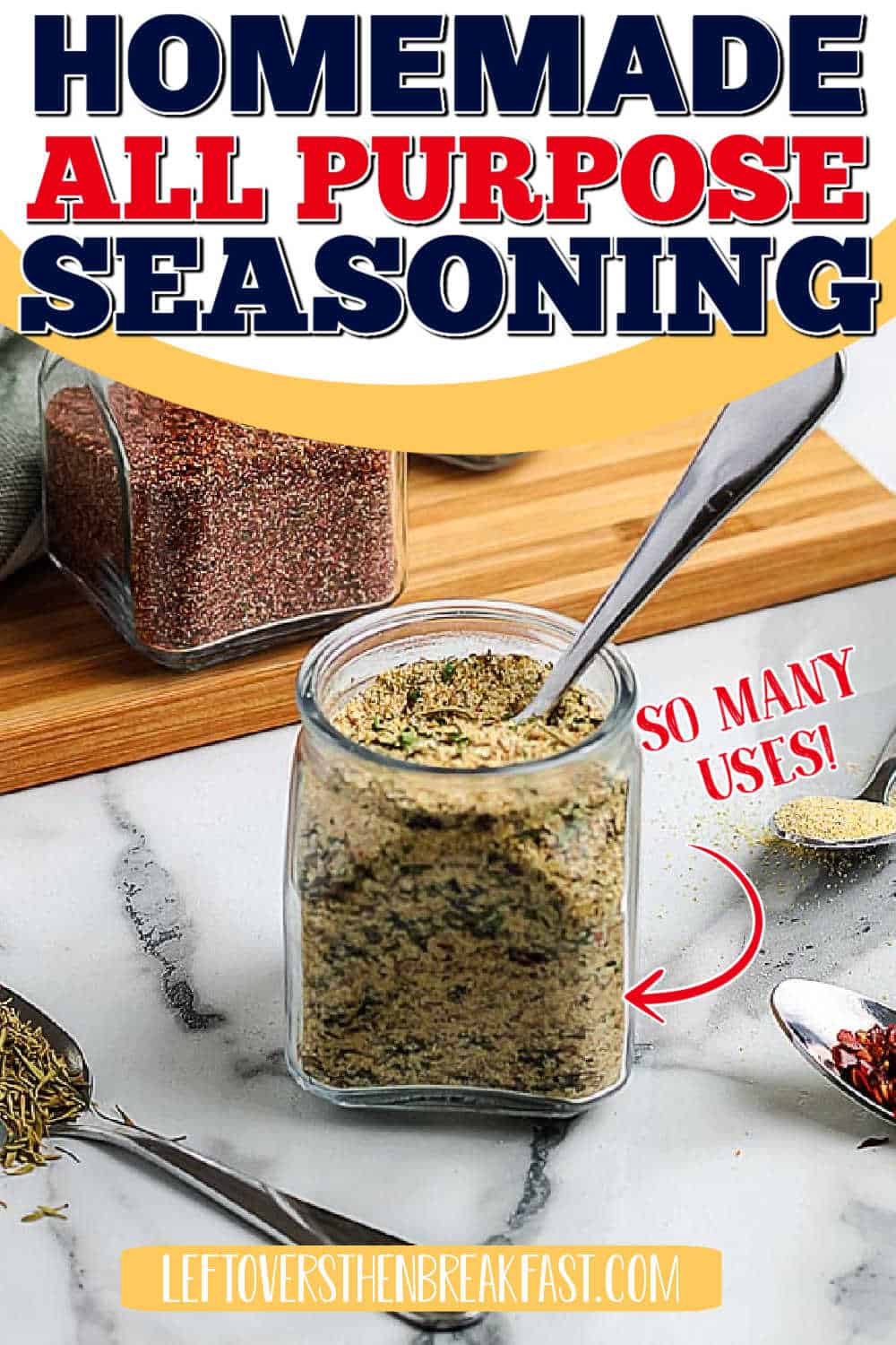 jar of seasoning with text "so many uses"