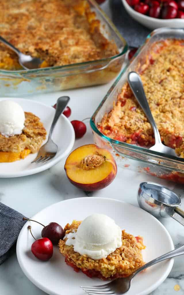 cherry dump cake and ice cream
