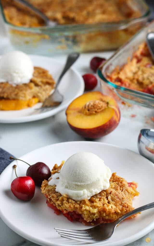 slice of cherry dump cake