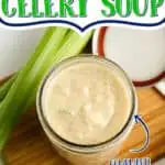 jar of soup with text "cream of celery soup"