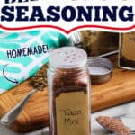 seasoning jar with text "the best taco seasoning"