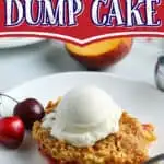 slice of cake with text "cherry dump cake"