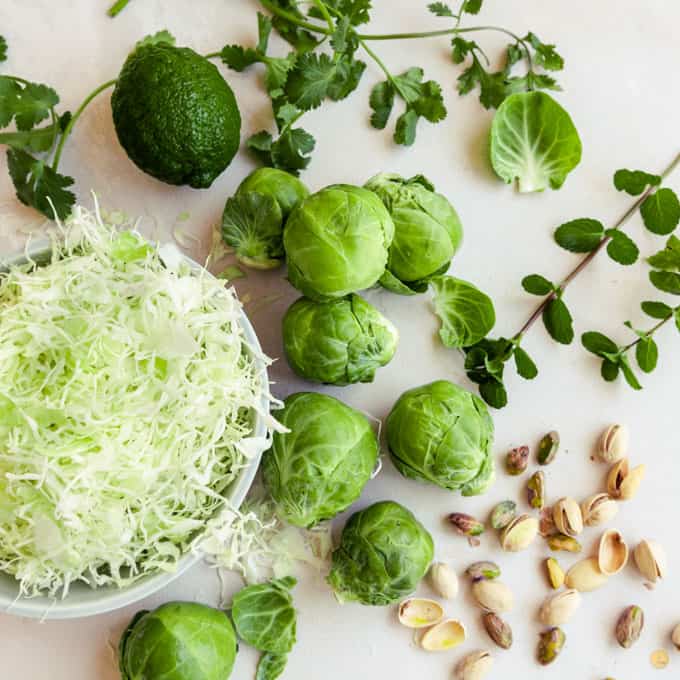 shredded brussels sprouts in a bowl