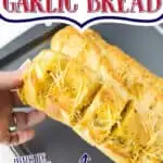 garlic bread with text "cheesy cajun garlic bread"