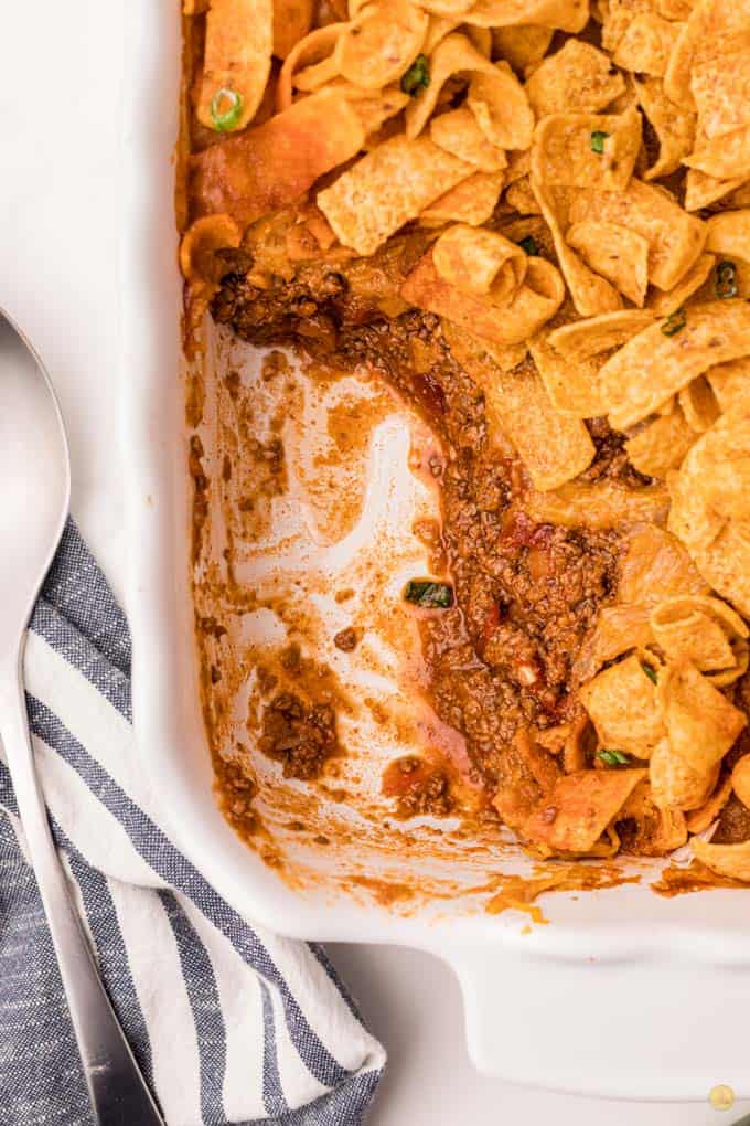 overhead of casserole dish