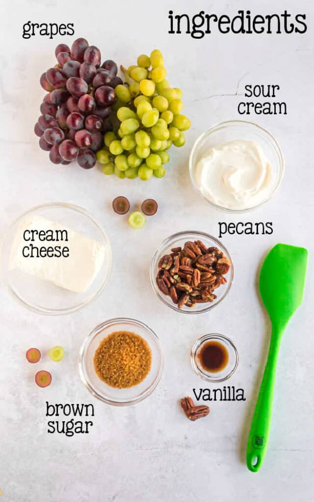 labeled picture of grape salad ingredients